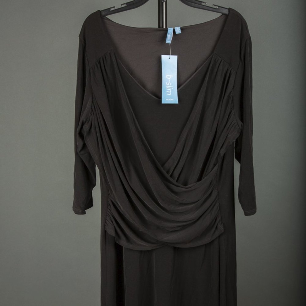 B Slim Black Wrap Dress LBD ~ Size 3x ~ NWT